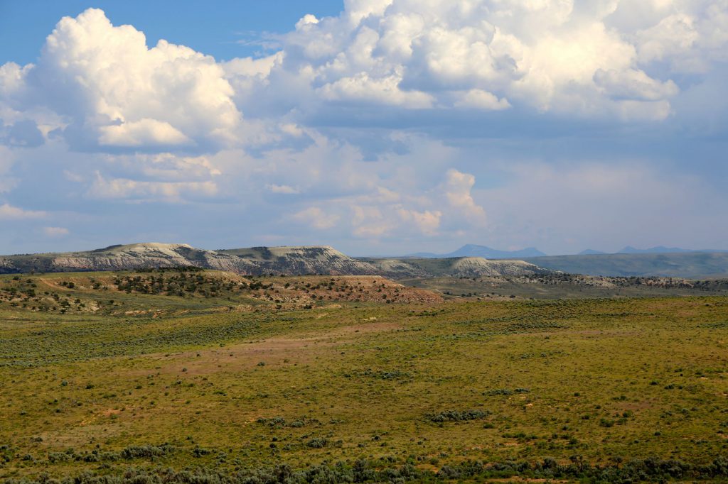 Broad stretches of Wyoming prairie around Fort Bridger.