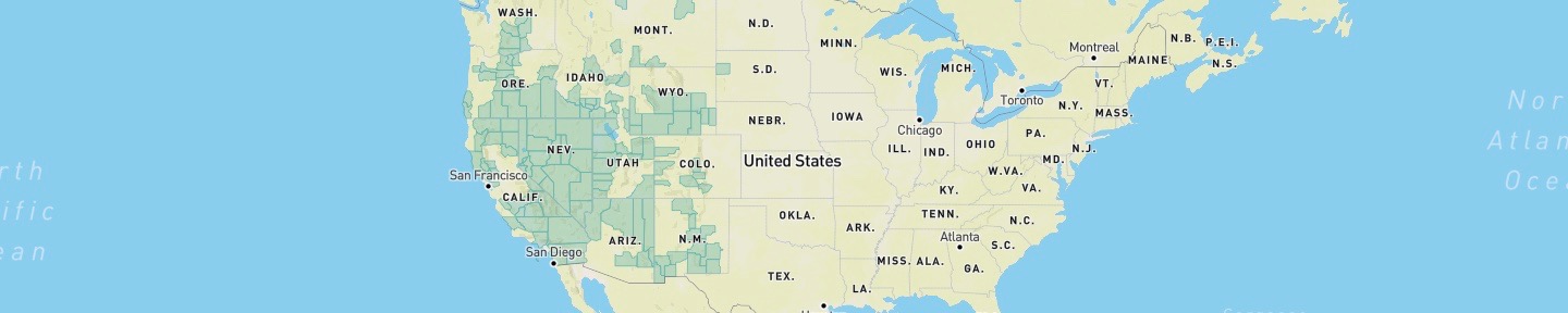 Map of wind energy leases in the United States of America