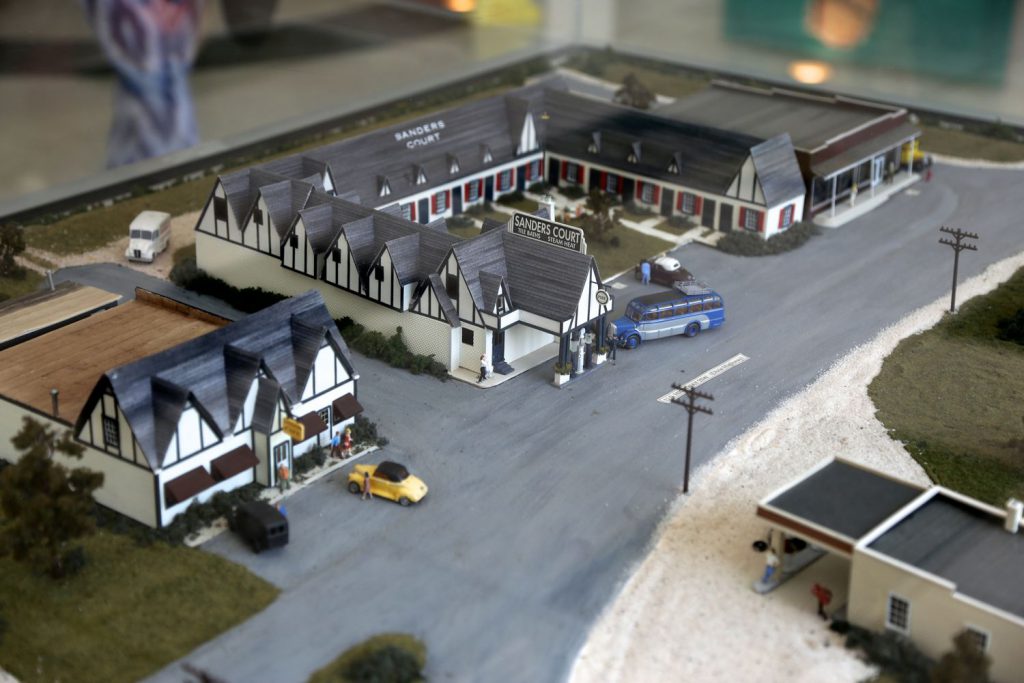 Model of the Sanders Cafe and Hotel originally located on this site.