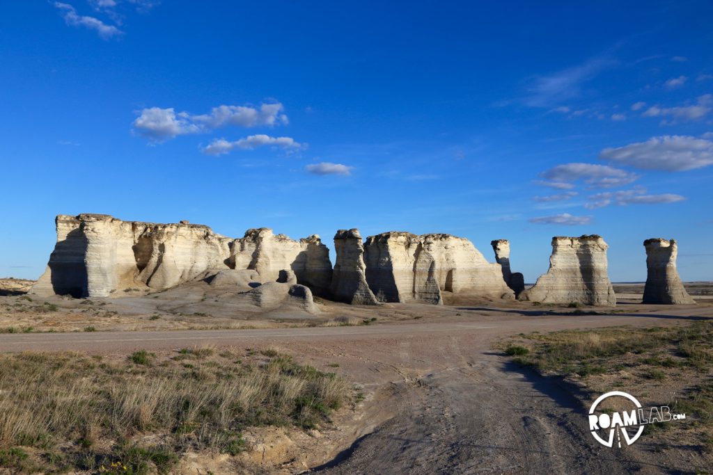 In the midst of simple fields, these formations look as if they must have been placed there as they tower two stories above the ground.