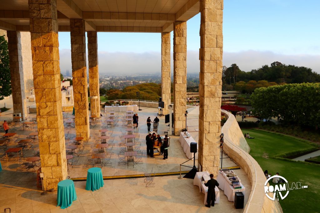 Organizers prepare the Getty patio for the Niche event.