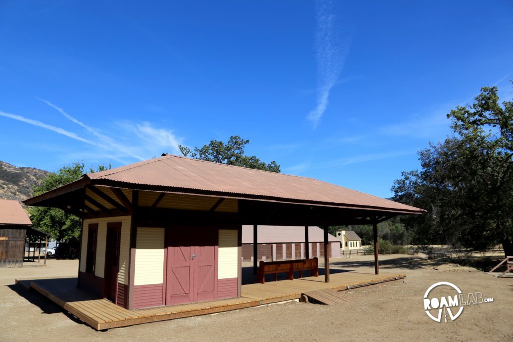 There isn't any rail laid through Paramount Ranch, but there is a train station out back.