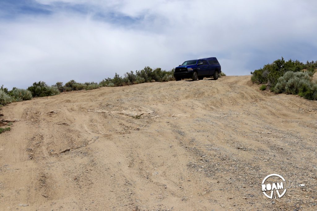 Dodgy II navigating a steep but unusually wide grade.