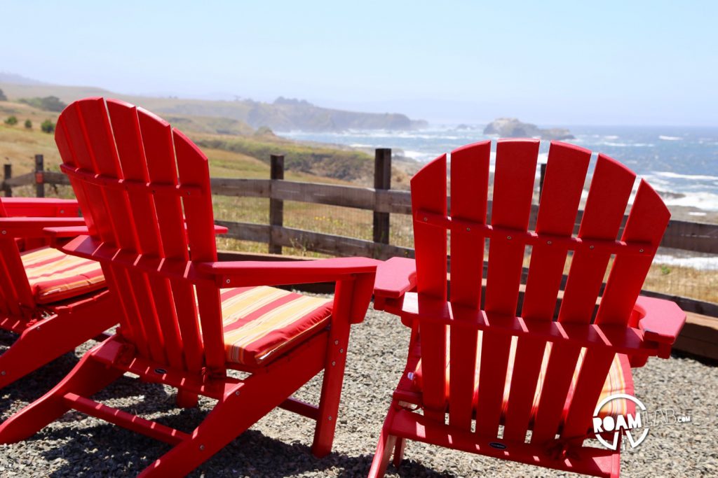 Pacific Star is possibly the most beautifully located winery and tasting room. The property has sun chairs and and picnic tables 