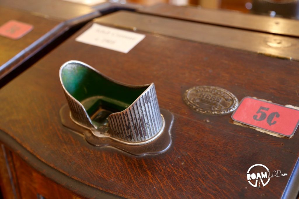 The Mutoscope was an early form of film. Viewers would drop in change, looking into the viewer and turn a crank to advance a collection of cards for a similar effect as a flip book. The private nature of the mutoscope—with a viewing experience for a single person at a time—was ideal for more saucy and voyeuristic pieces of entertainment with titles such as "What the Buttler Saw."