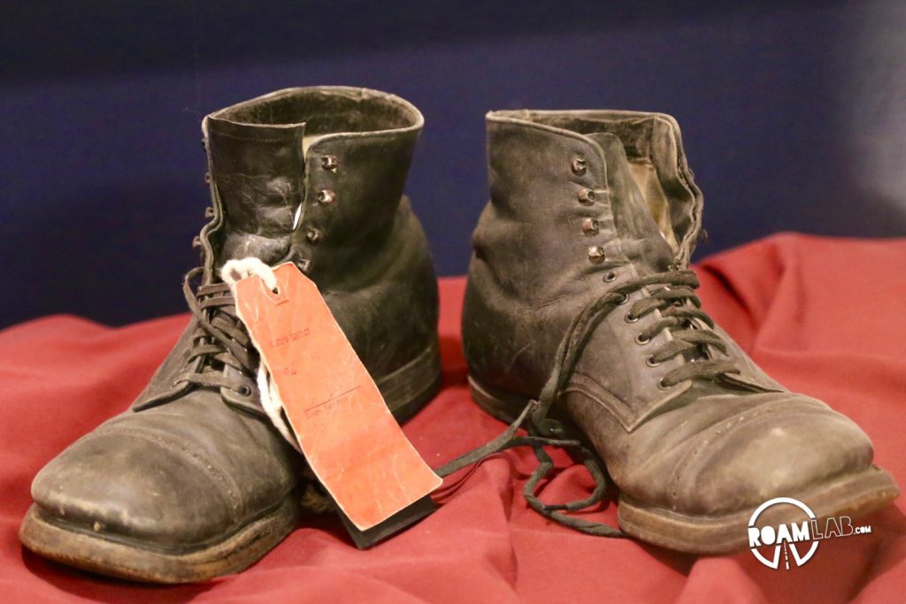 These are the boots of George Sitts, a convicted murderer who escaped prison in 1946. He was wearing these boots when he was apprehended in the Black Hills by two law officials. He shot the law men and was later recaptured and executed in the electric chair.
