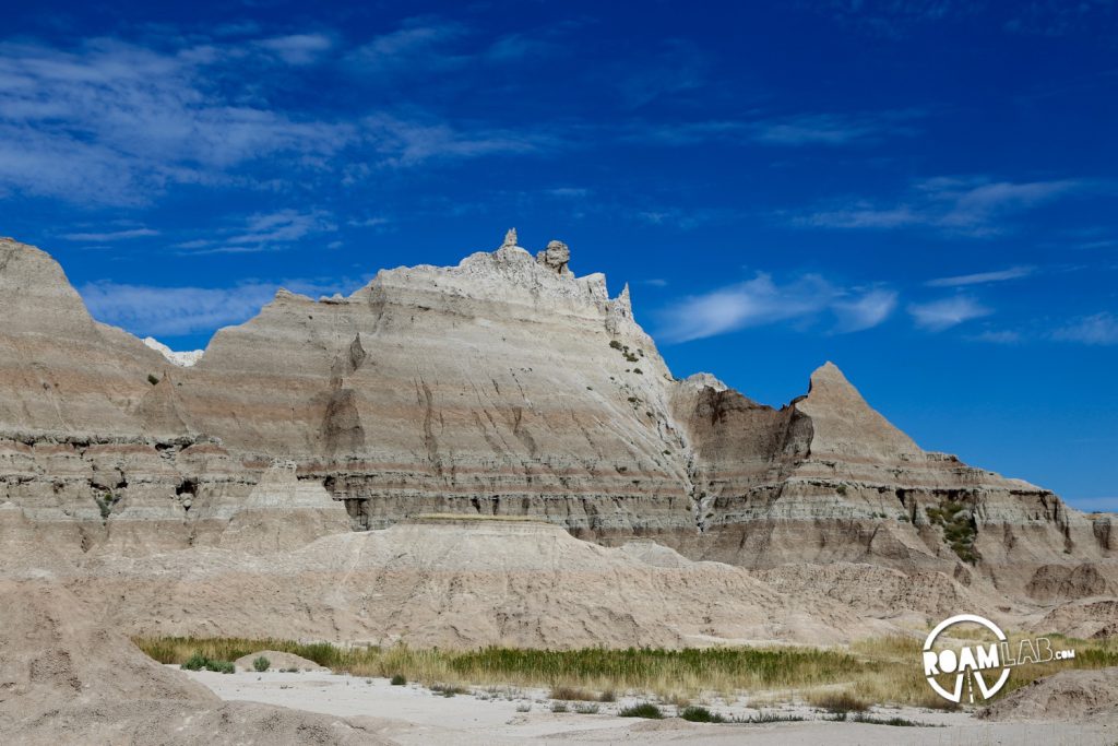 Fossil rich bluffs embrace the Fossil Trail.  Different stripes of sediment represent different periods and can hold different fossils.