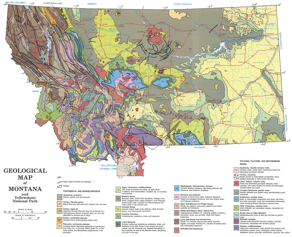 Pick a time period and start hunting. This map represents the time period of the rock exposed in different regions of Montana. Interested in the Devonian? There's a map for that.