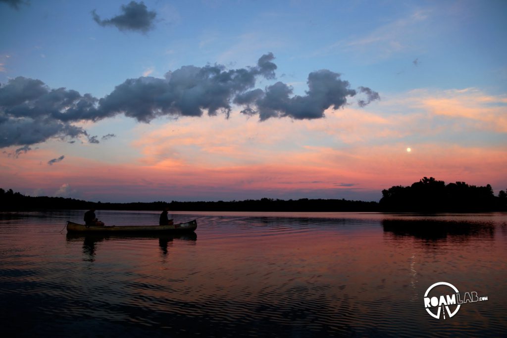 Evening canoe trips made for the most contemplative and memorable moments on the lake. Sunsets were fully immersive events: spanning the sky above and reflected in the water below.