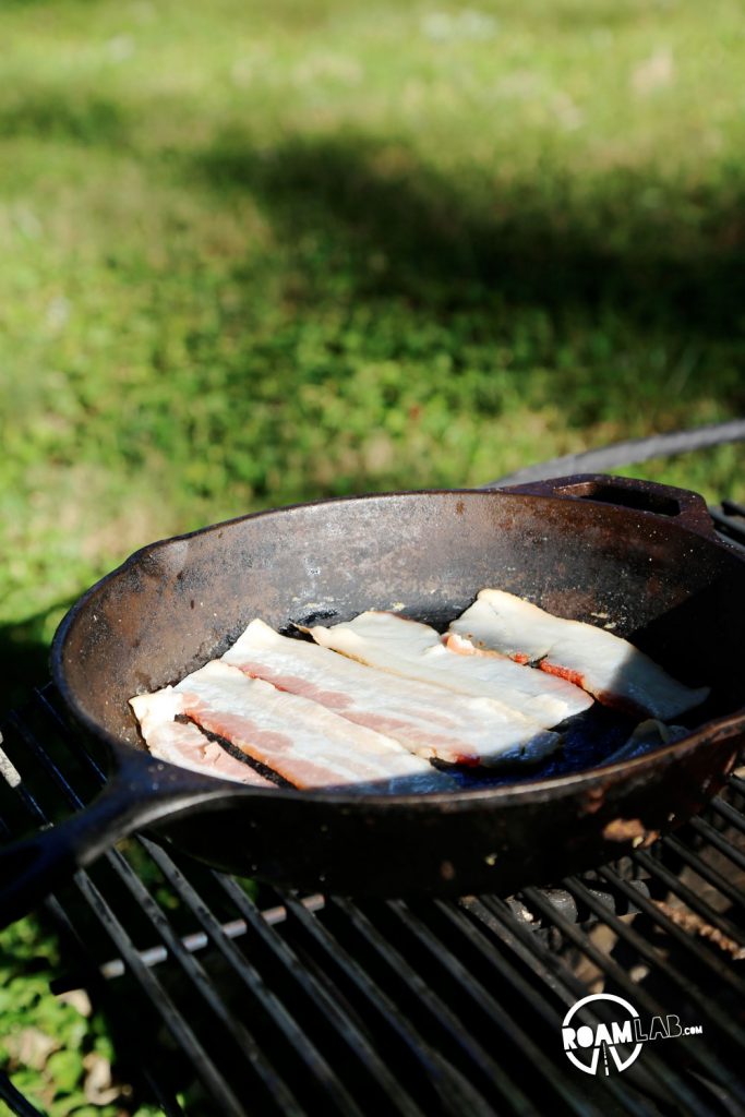 I tend to work with raw bacon, but I know plenty of campfire cooks that prefer the more strait forward, precooked option. For the Camper’s Club Sandwich, I'm frying up some bacon but feel free to experiment.