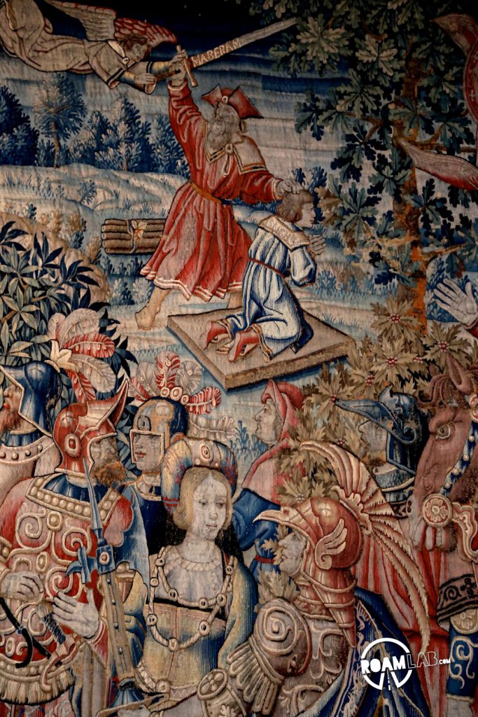 Intricate tapestries on the walls of the Biltmore depict some pretty bizarre scenes from the Bible.