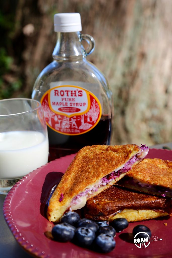 There is a day of adventure ahead of us, and it all starts with a little breakfast number that I like to call: Camper's Blueberry Almond Stuffed French Toast.