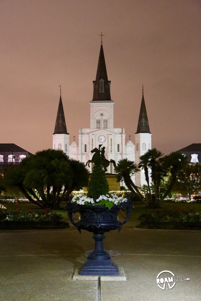 We paused to note the striking silhouette of the St. Louis Cathedral in New Orleans.