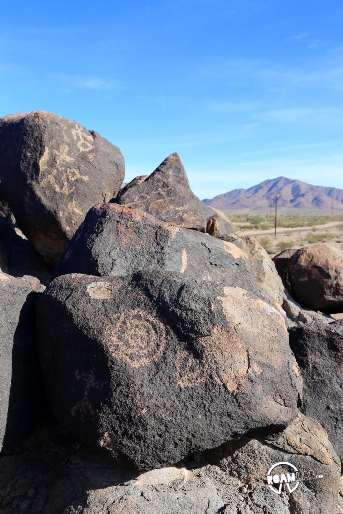 Painted Rock Petroglyph Site is barely off highway 8 and a delightful break from the road.