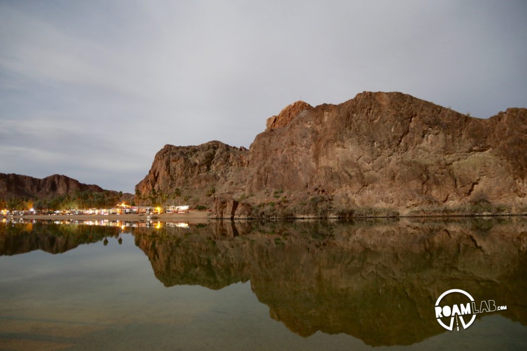 Looking across the Colorado River from our camp site, we could see sheer cliff carved out by the water way.  That is California.  A little south (to the left, was a rambling RV park on the beach.  Tenants had canoes, kayaks, and other water sports items pulled up on the beach and tied off to their respective RVs.  I see the appeal.  