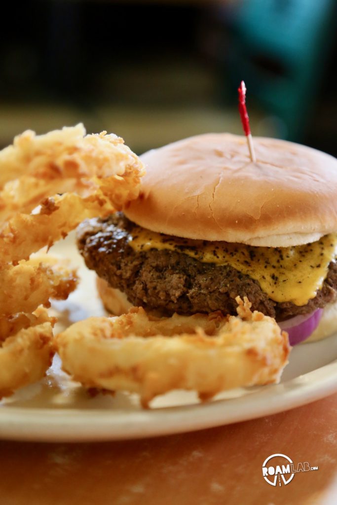 The Hubcap Burger at the Cotham Mercantile, "Where the elite meet to eat"