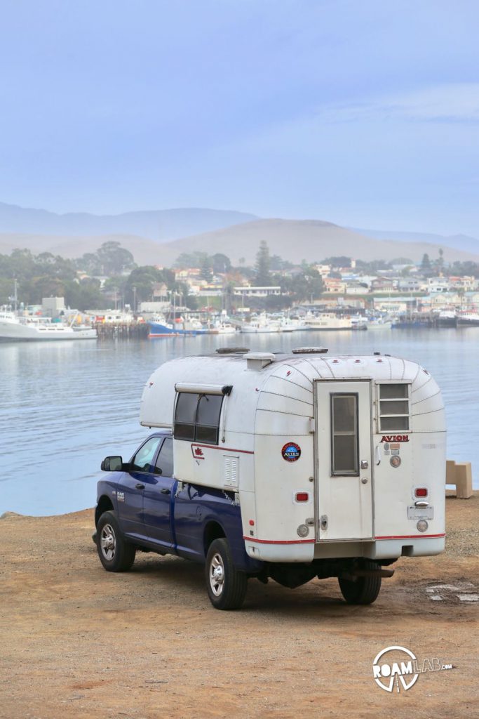 Looking out over Morro Bay in out Avion Ultra truck camper.