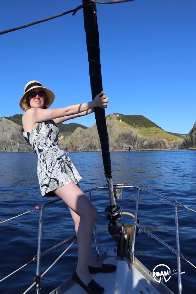 Sailing to Whangamumu Harbour from Motuarohia Island via "The Hole In The Rock” on Motu Kōkako (aka Piercy Island), New Zealand.