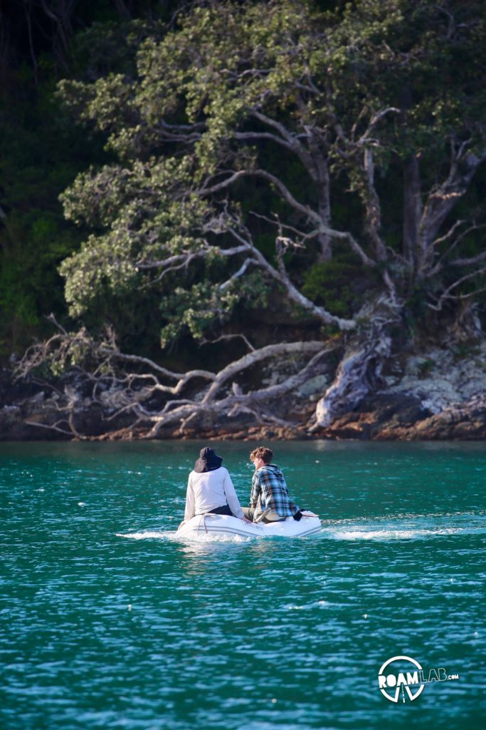 Sailing to Whangamumu Harbour from Motuarohia Island via "The Hole In The Rock” on Motu Kōkako (aka Piercy Island), New Zealand.