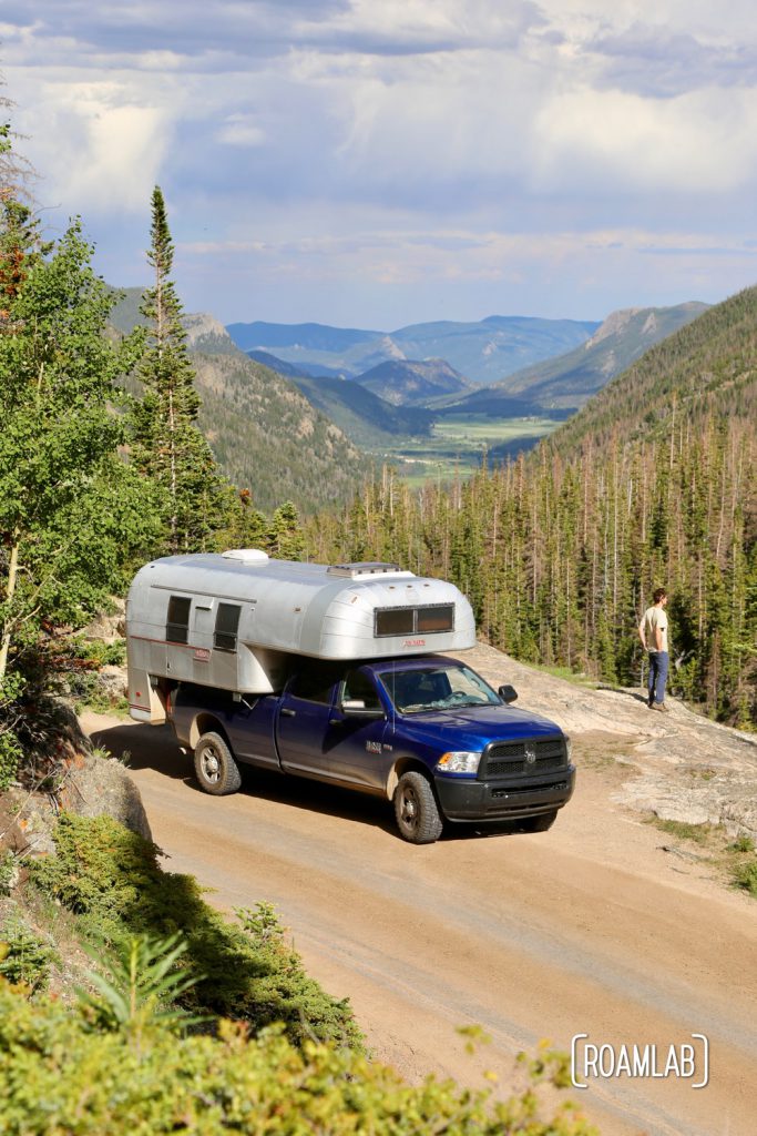 1970 Avion C11 Truck Camper on Old Fall River Road  in Rocky Mountains National Park