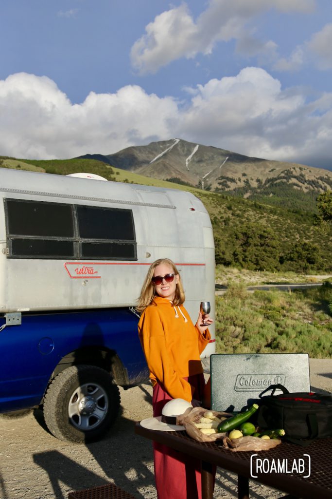 Perched in a truck camper at Zapata Falls Campground, outside Great Sand Dunes National Park, Colorado.