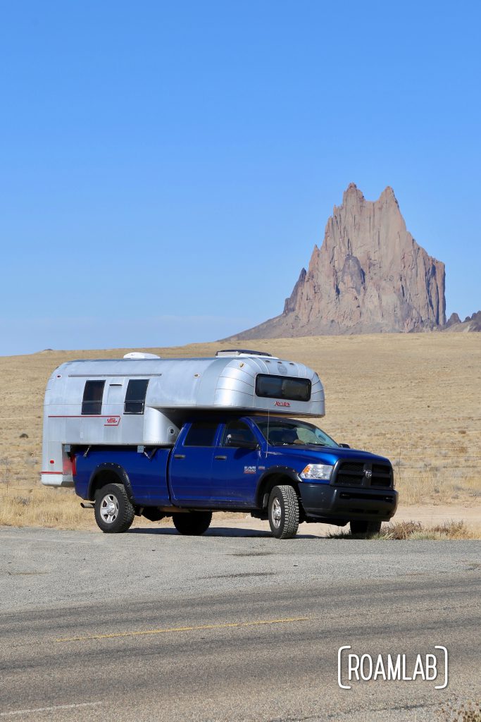 The Navajo people of Shiprock, New Mexico do not permit general access to this iconic site so we take a respectful shot from the highway.