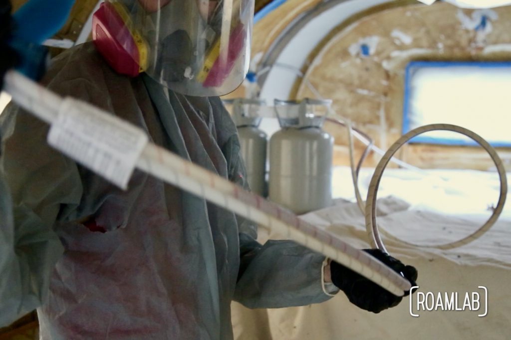 Keep the cold out and cut back on condensation with a DIY demonstration: applying closed cell spray foam in an aluminum 1970 Avion C11 truck camper.