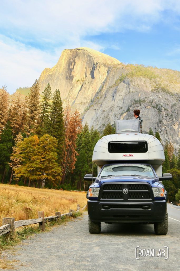 Braving traffic to see Half Dome and El Capitan in Yosemite National Park.