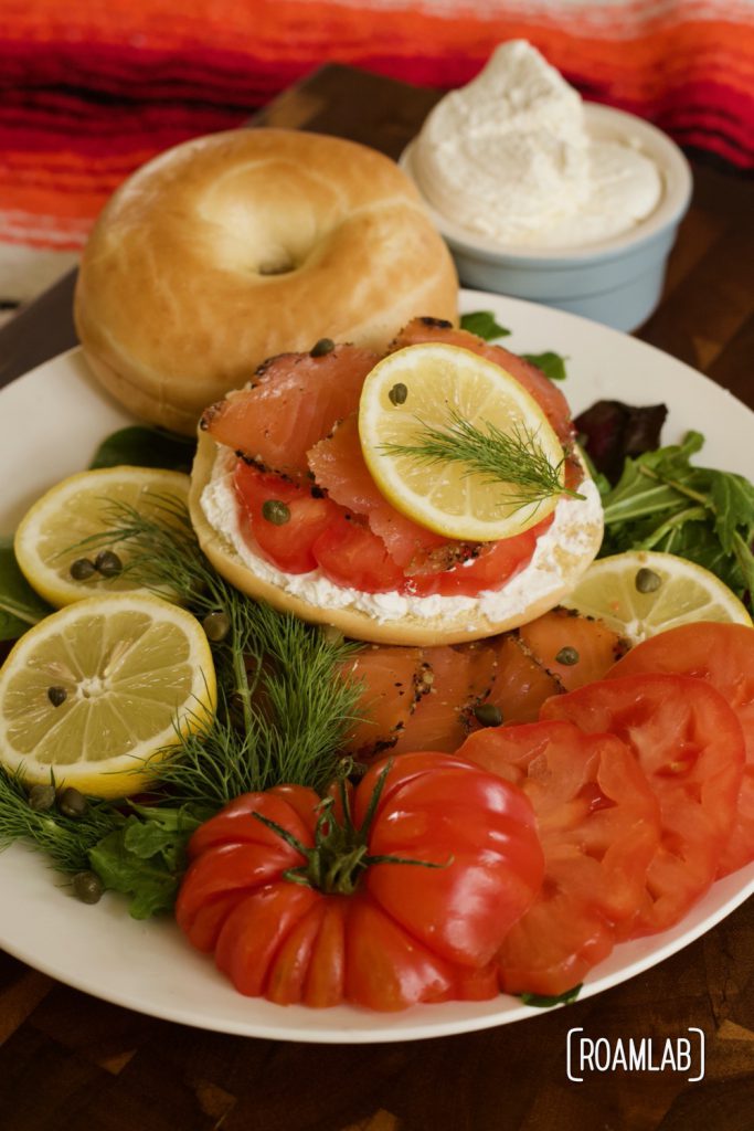 Savor a taste of New York City in this classic Bagel & Lox recipe with a campfire twist.  Enjoy smoked salmon, cream cheese, capers, and schmear in one tasty bagel.