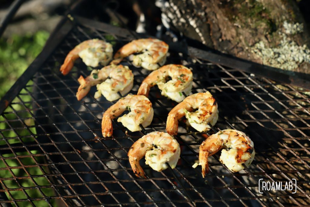 Mix a fresh marinade and up your seafood grilling game with this gourmet lemon herb shrimp skewers campfire cooking dinner recipe.