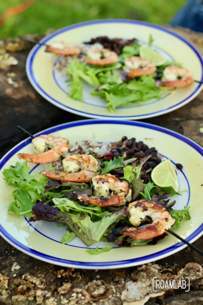 Mix a fresh marinade and up your seafood grilling game with this gourmet lemon herb shrimp skewers campfire cooking dinner recipe.