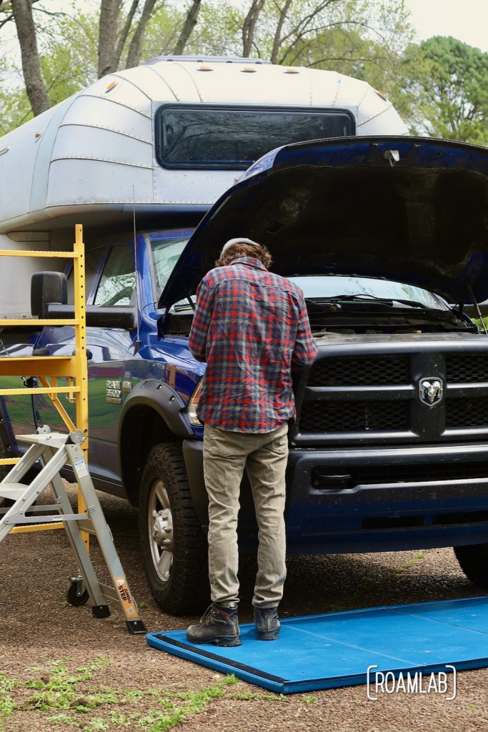 We step into the roll of DIY automotive mechanics as we remove the grill on our 2015 Ram 3500 Tradesman truck to expose the front bumper.