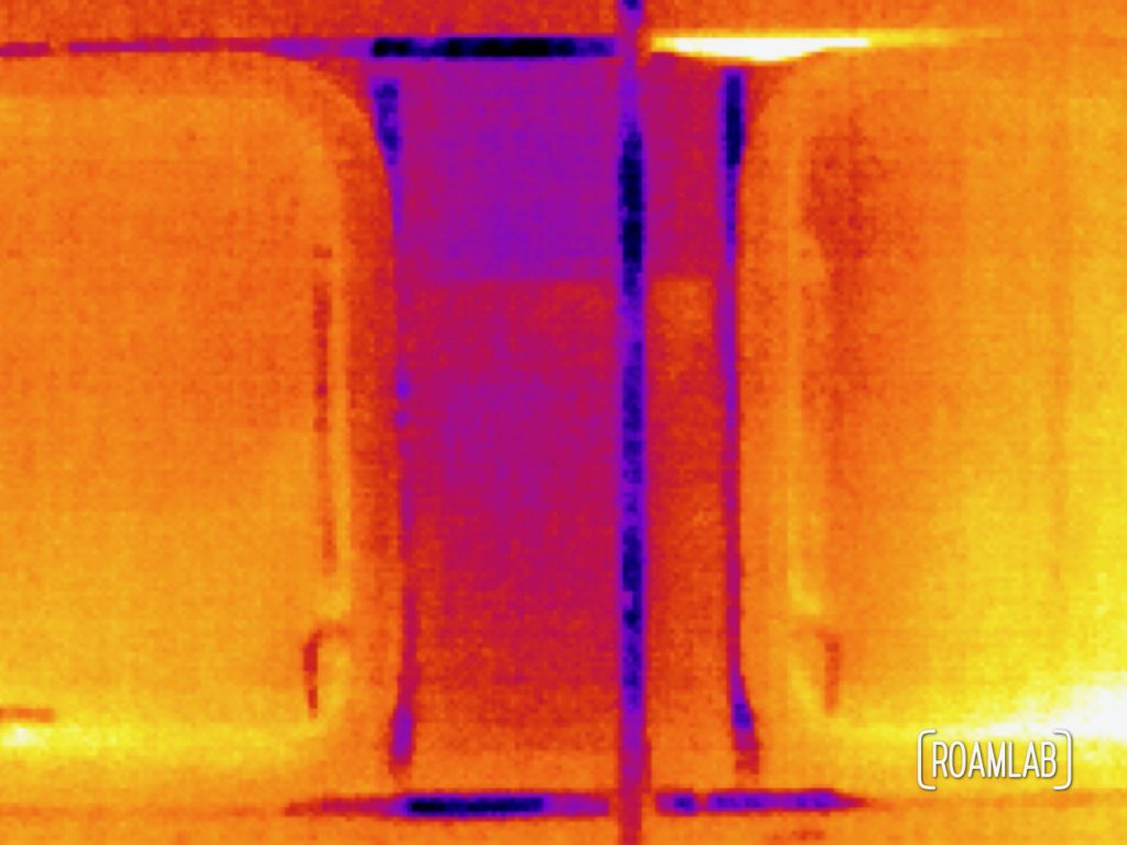 Thermal interior side shot of Avion windows with a Seek CompactPro.