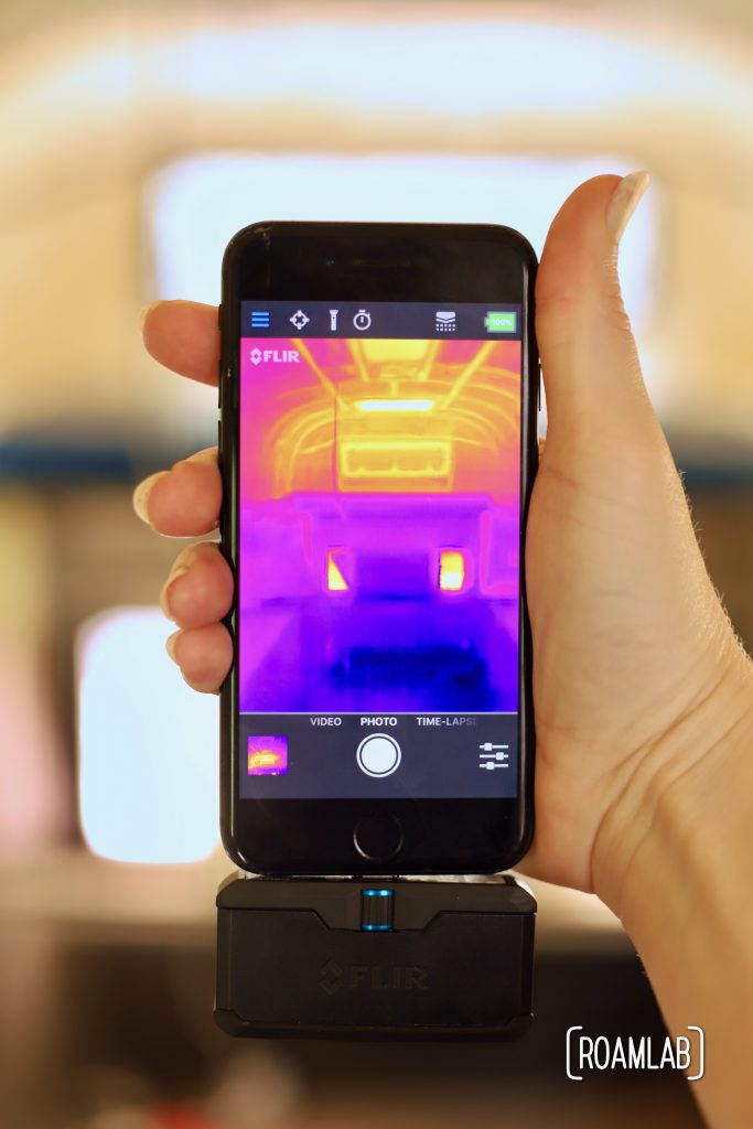 FLIR One Pro operating with FLIR One app.