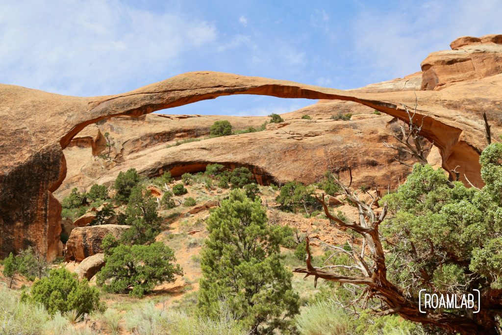 Landscape Arch in the Devil's Garden of Arches National Park, Utah.