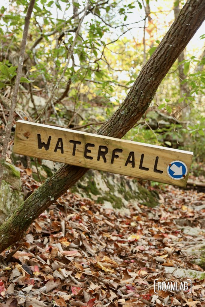 Detour sign for a waterfall