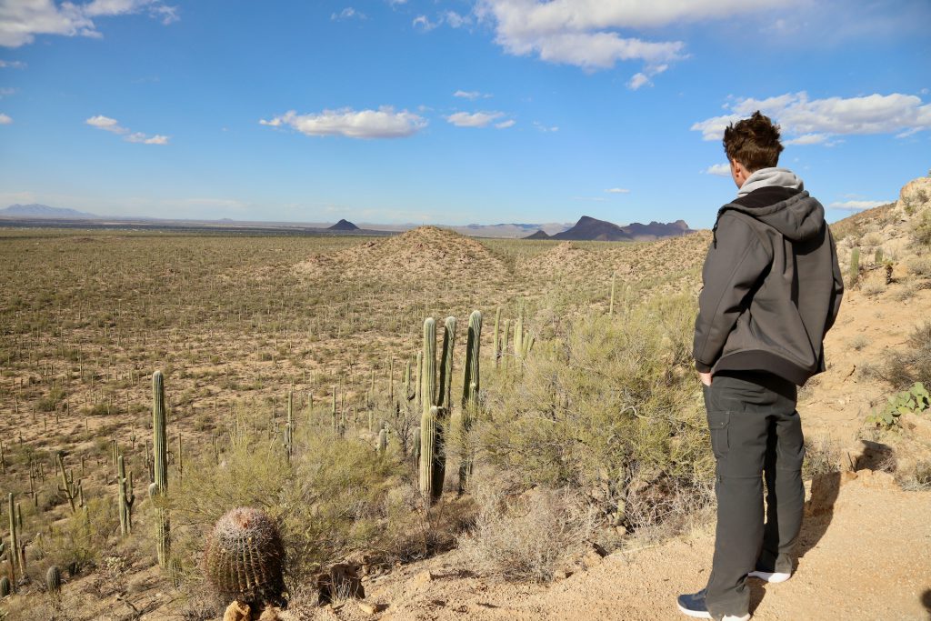 Man standing at the terminus of Valley View Overlook Trail.