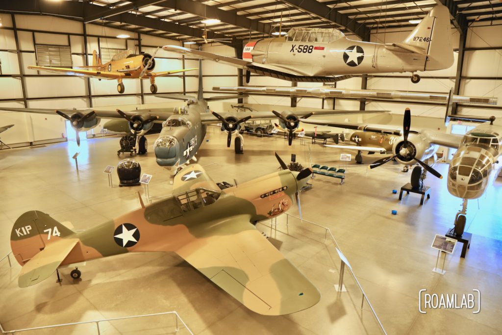 A hangar full of classic military planes at the Pima Air & Space Museum