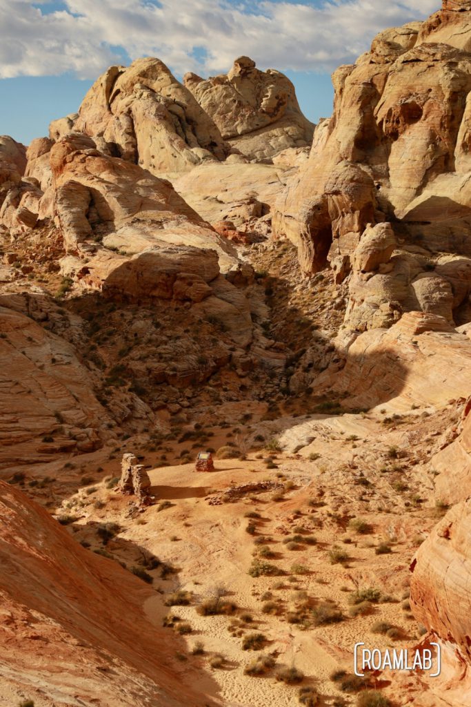 Looking down on the filming location of the 1966 film, The Professionals on White Domes Trail in Nevada's Valley of Fire State Park.