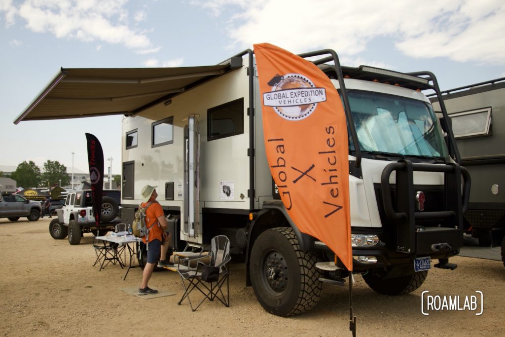A grand rig on display by Global Expedition Vehicles.