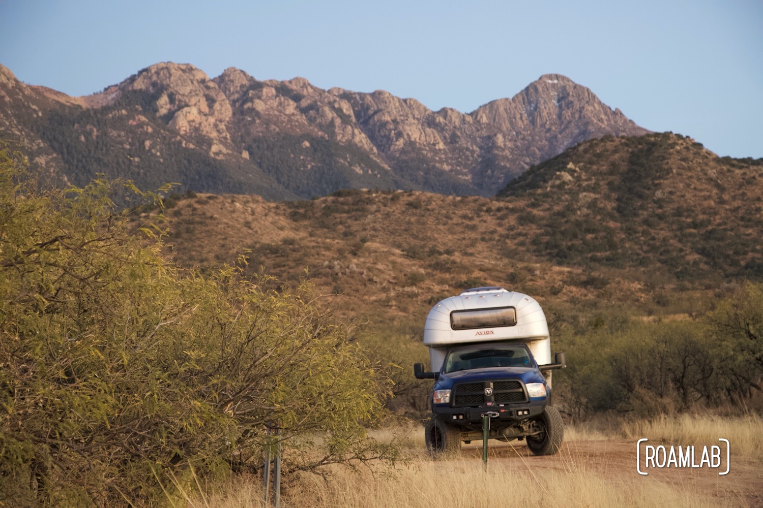 1970 Avion C11 truck camper at campsite 10 in Proctor Campground, Arizona.