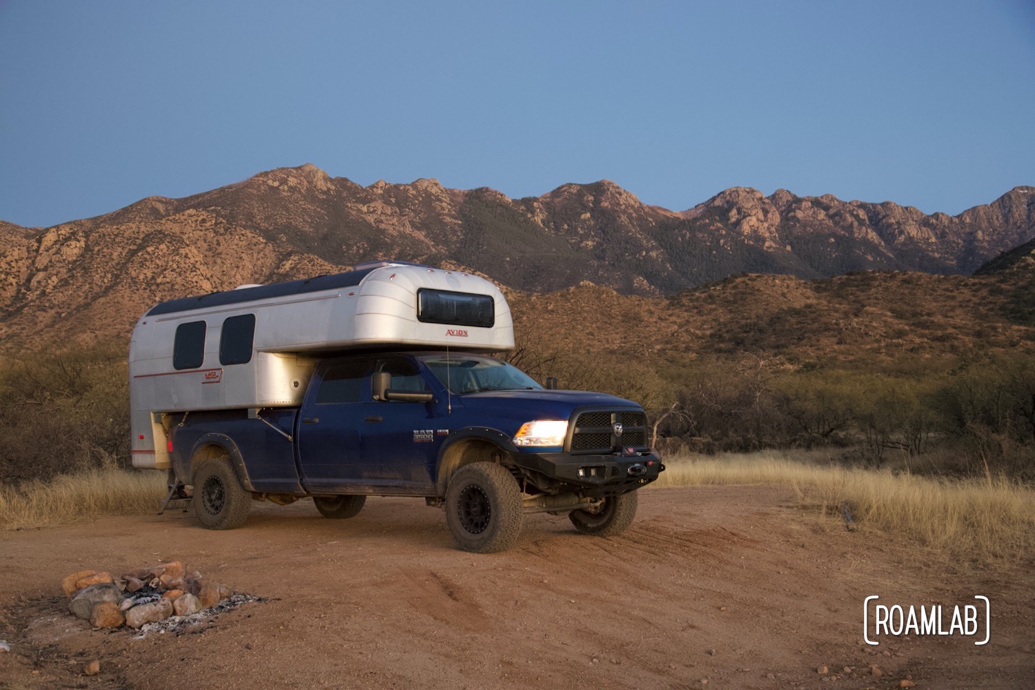 1970 Avion C11 truck camper at campsite 10 in Proctor Campground, Arizona.