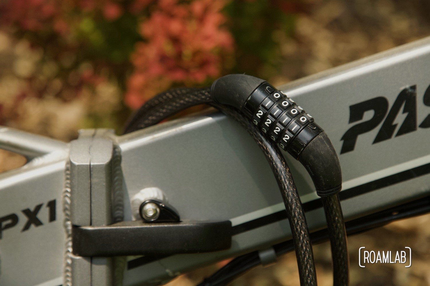 Bike lock wrapped around bicycle body.