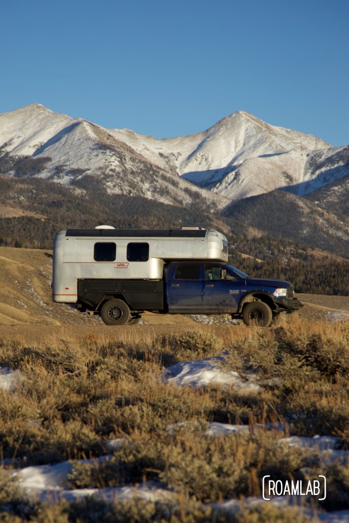 1970 Avion C11 truck camper with new Bowen Customs truck bed boondocking in the Colorado Rocky Mountains.