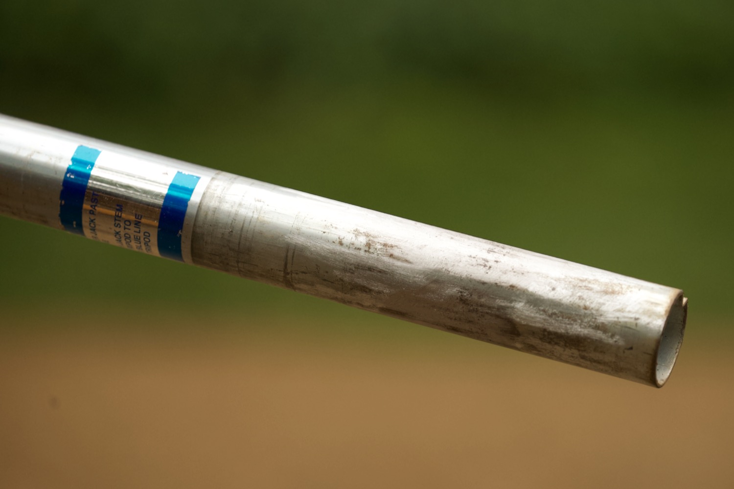 Closeup of a slean steel tube.