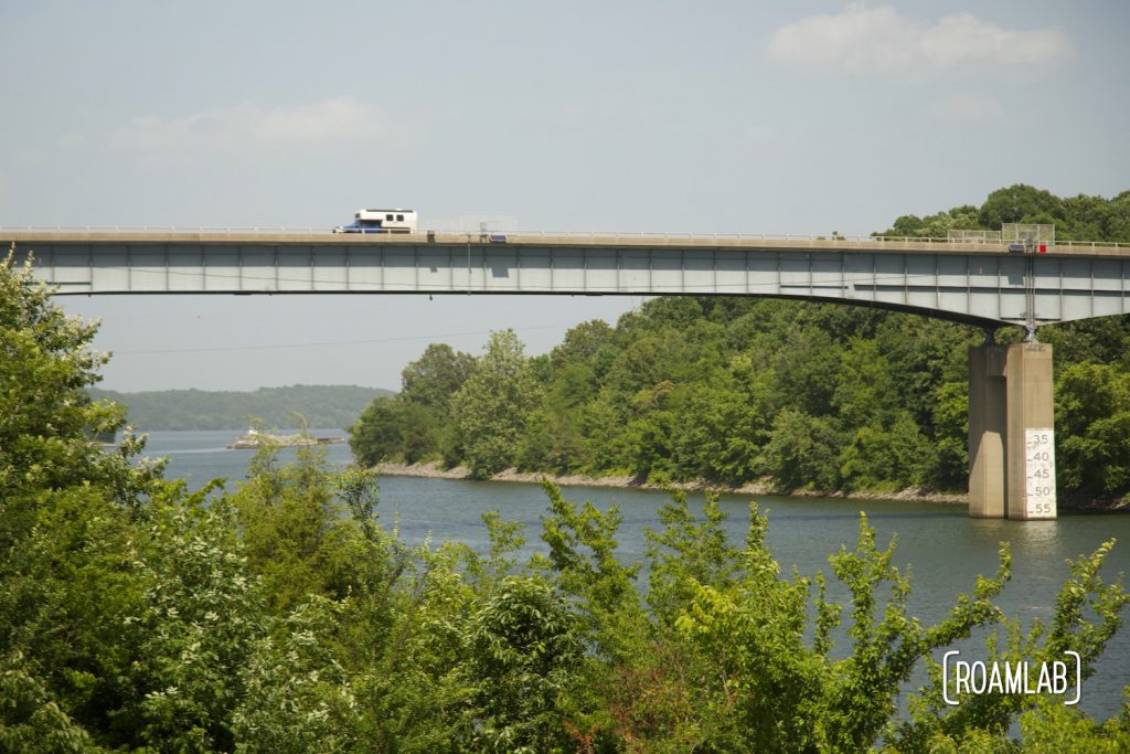 Avion C11 truck camper driving over a bridge