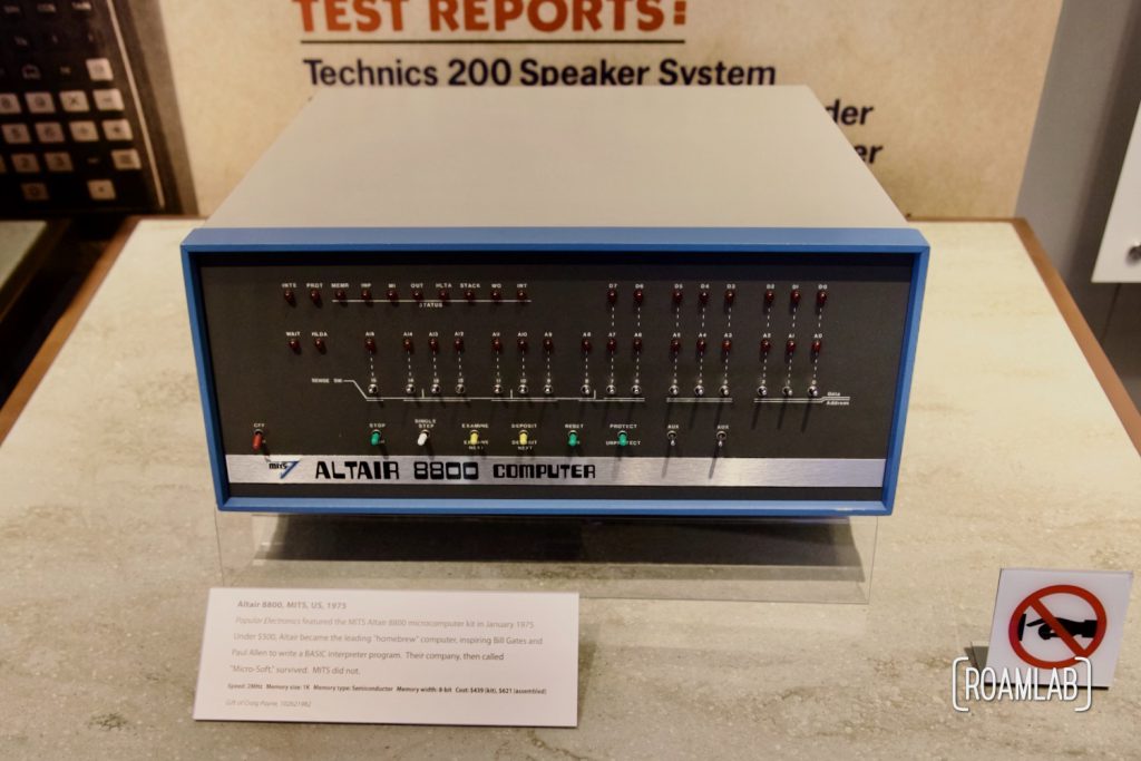 Close up view of a Altair 8800 Computer on display.