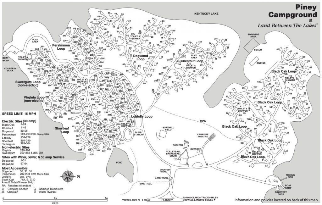 Map of Piney Campground in Land Between the Lakes