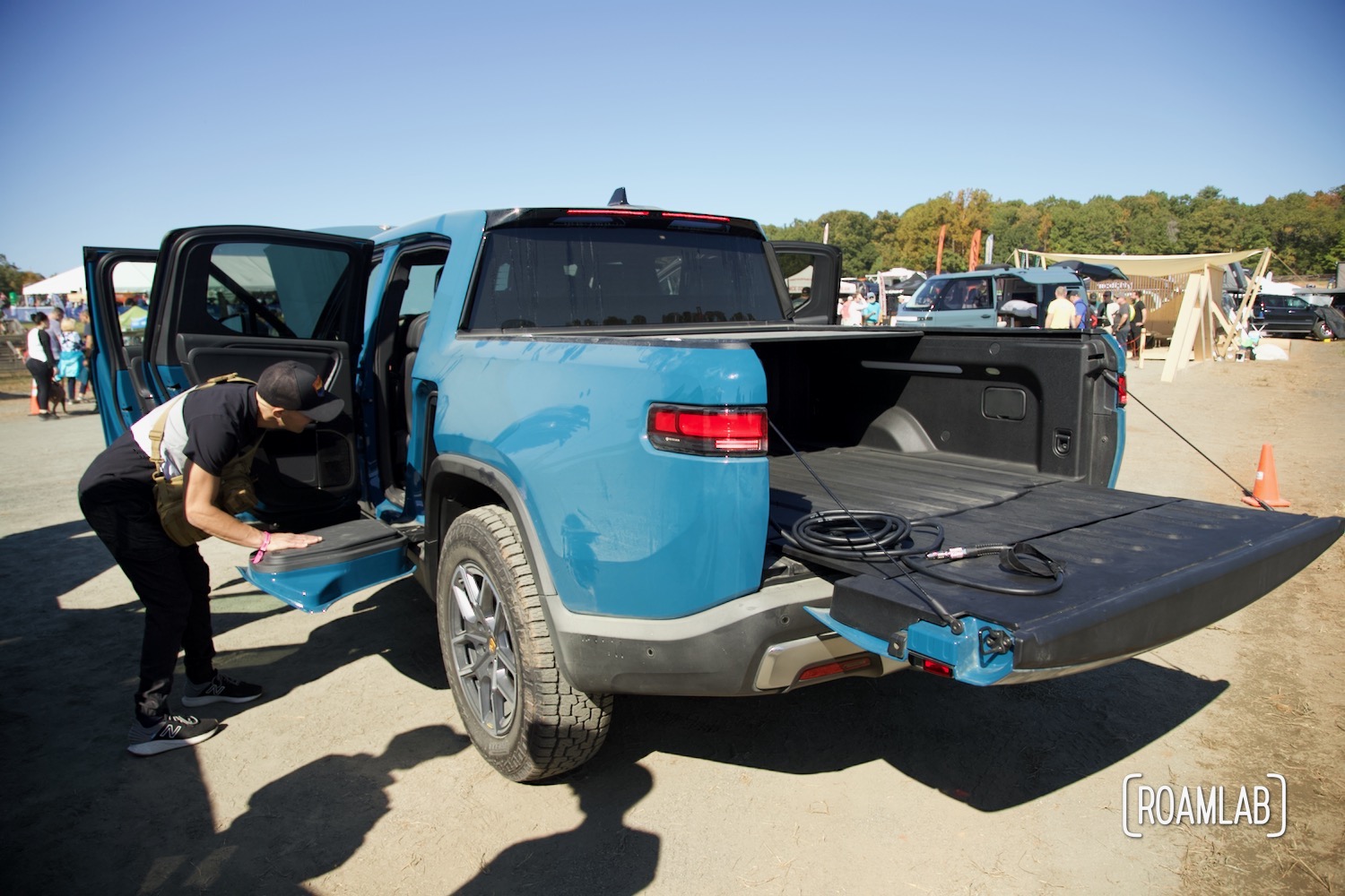 Rivian electric truck on show at the Overland Expo East 2022