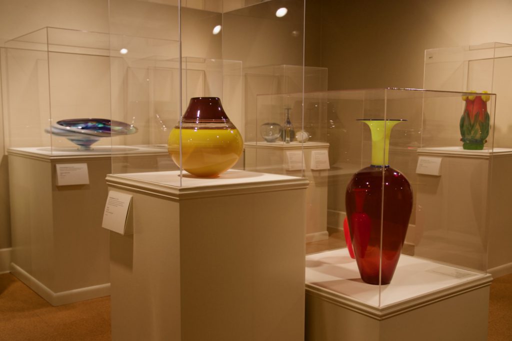 Blown glass sculptures on display at the Morris Museum of Art in Augusta, Georgia